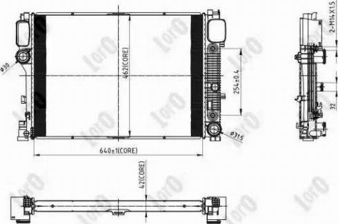 Loro 054-017-0056-B - Radiator, engine cooling autospares.lv