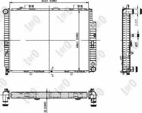 Loro 054-017-0063-B - Radiator, engine cooling autospares.lv