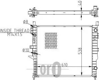 Loro 054-017-0012-B - Radiator, engine cooling autospares.lv