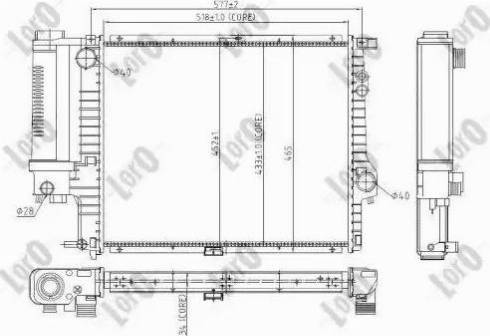 Loro 004-017-0003 - Radiator, engine cooling autospares.lv