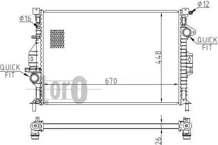 Loro 017-017-0049-B - Radiator, engine cooling autospares.lv