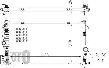 Loro 037-017-0090-B - Radiator, engine cooling autospares.lv