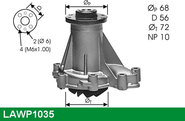 LUCAS LAWP1035 - Water Pump autospares.lv