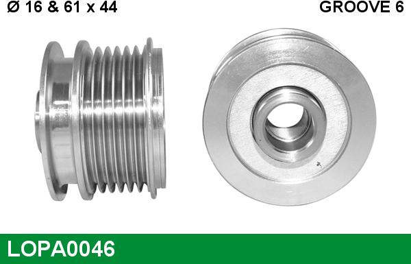 LUCAS LOPA0046 - Pulley, alternator, freewheel clutch autospares.lv