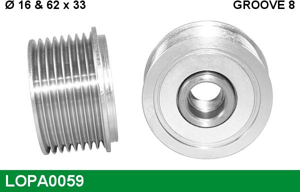 LUCAS LOPA0059 - Pulley, alternator, freewheel clutch autospares.lv