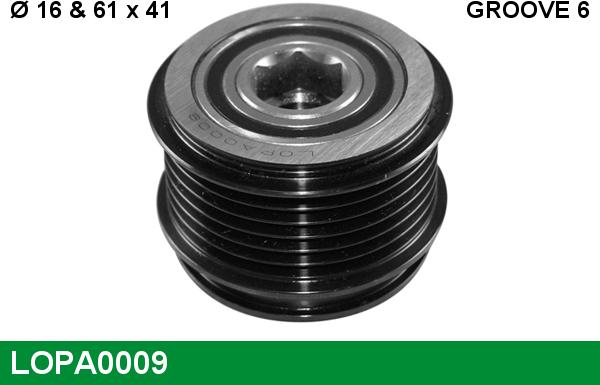 LUCAS LOPA0009 - Pulley, alternator, freewheel clutch autospares.lv