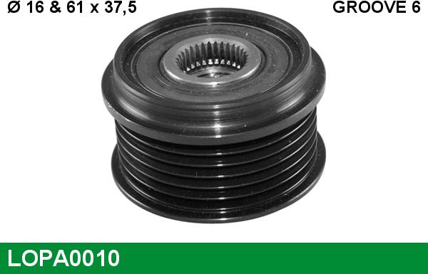 LUCAS LOPA0010 - Pulley, alternator, freewheel clutch autospares.lv