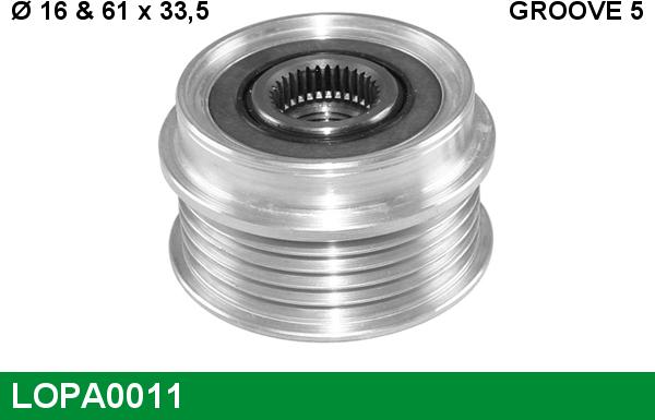 LUCAS LOPA0011 - Pulley, alternator, freewheel clutch autospares.lv