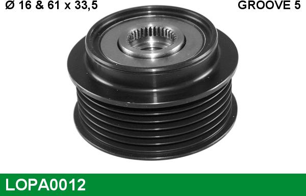 LUCAS LOPA0012 - Pulley, alternator, freewheel clutch autospares.lv