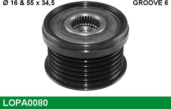 LUCAS LOPA0080 - Pulley, alternator, freewheel clutch autospares.lv