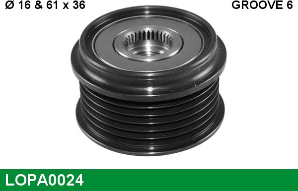 LUCAS LOPA0024 - Pulley, alternator, freewheel clutch autospares.lv