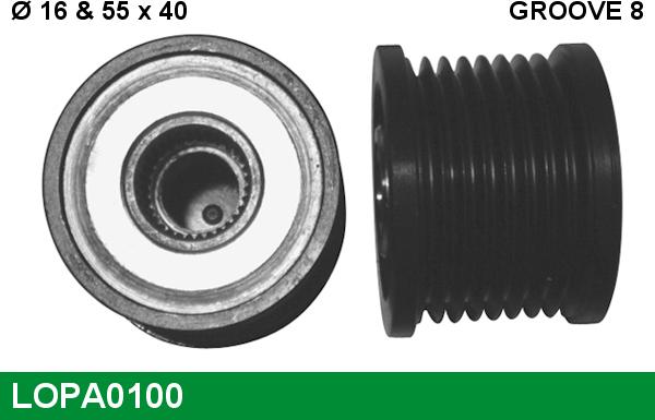 LUCAS LOPA0100 - Pulley, alternator, freewheel clutch autospares.lv