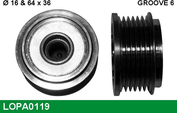 LUCAS LOPA0119 - Pulley, alternator, freewheel clutch autospares.lv