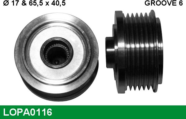 LUCAS LOPA0116 - Pulley, alternator, freewheel clutch autospares.lv