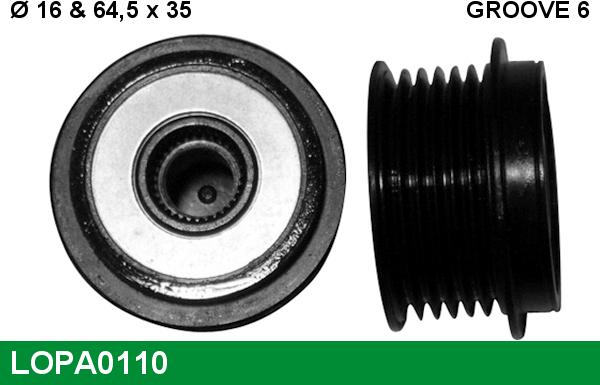 LUCAS LOPA0110 - Pulley, alternator, freewheel clutch autospares.lv