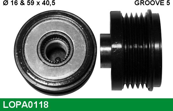 LUCAS LOPA0118 - Pulley, alternator, freewheel clutch autospares.lv