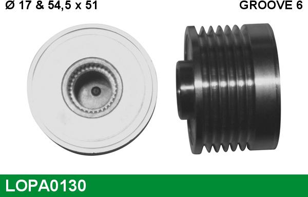 LUCAS LOPA0130 - Pulley, alternator, freewheel clutch autospares.lv