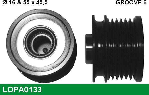 LUCAS LOPA0133 - Pulley, alternator, freewheel clutch autospares.lv