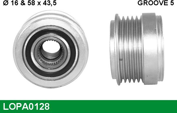 LUCAS LOPA0128 - Pulley, alternator, freewheel clutch autospares.lv