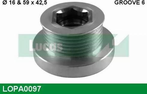 Lucas Engine Drive LOPA0097 - Pulley, alternator, freewheel clutch autospares.lv