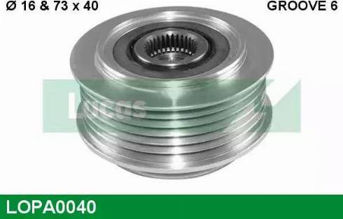 Lucas Engine Drive LOPA0040 - Pulley, alternator, freewheel clutch autospares.lv