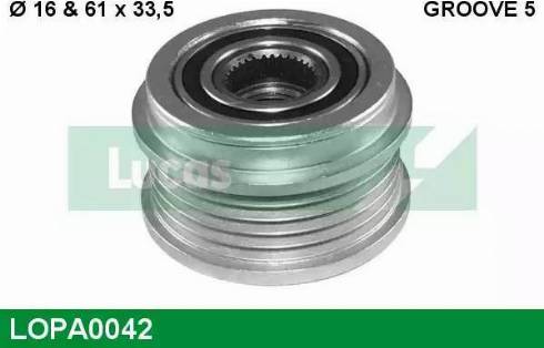 Lucas Engine Drive LOPA0042 - Pulley, alternator, freewheel clutch autospares.lv