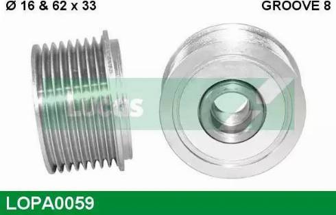 Lucas Engine Drive LOPA0059 - Pulley, alternator, freewheel clutch autospares.lv