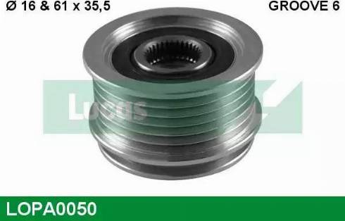 Lucas Engine Drive LOPA0050 - Pulley, alternator, freewheel clutch autospares.lv