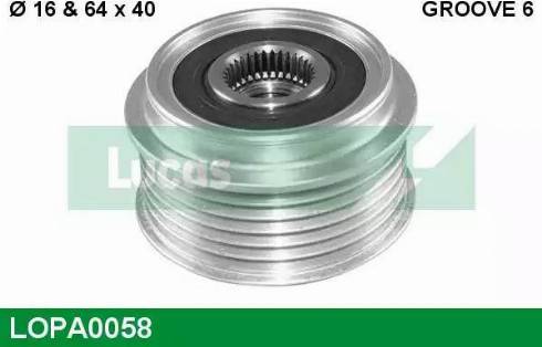 Lucas Engine Drive LOPA0058 - Pulley, alternator, freewheel clutch autospares.lv