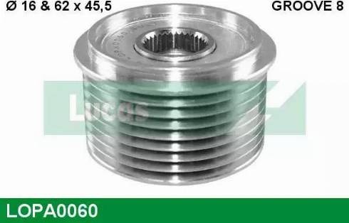 Lucas Engine Drive LOPA0060 - Pulley, alternator, freewheel clutch autospares.lv