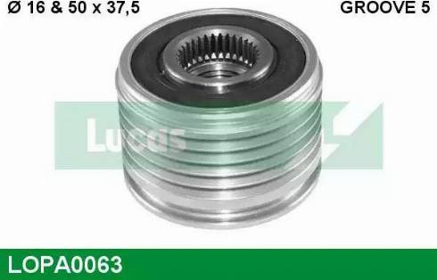 Lucas Engine Drive LOPA0063 - Pulley, alternator, freewheel clutch autospares.lv