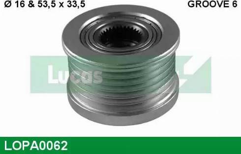 Lucas Engine Drive LOPA0062 - Pulley, alternator, freewheel clutch autospares.lv