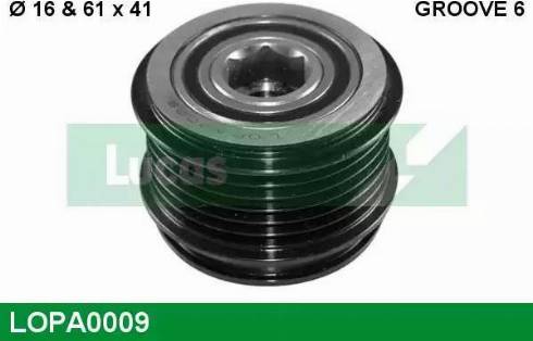 Lucas Engine Drive LOPA0009 - Pulley, alternator, freewheel clutch autospares.lv