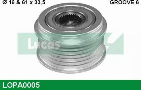 Lucas Engine Drive LOPA0005 - Pulley, alternator, freewheel clutch autospares.lv