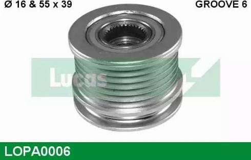 Lucas Engine Drive LOPA0006 - Pulley, alternator, freewheel clutch autospares.lv