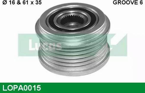 Lucas Engine Drive LOPA0015 - Pulley, alternator, freewheel clutch autospares.lv