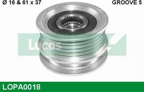 Lucas Engine Drive LOPA0018 - Pulley, alternator, freewheel clutch autospares.lv