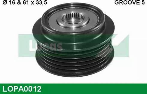 Lucas Engine Drive LOPA0012 - Pulley, alternator, freewheel clutch autospares.lv