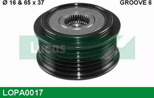 Lucas Engine Drive LOPA0017 - Pulley, alternator, freewheel clutch autospares.lv