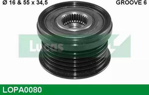 Lucas Engine Drive LOPA0080 - Pulley, alternator, freewheel clutch autospares.lv