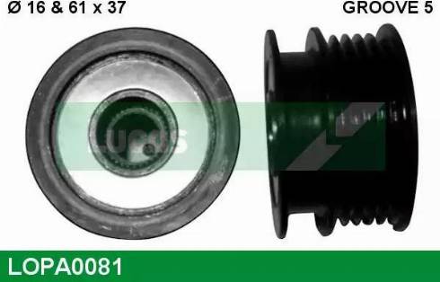 Lucas Engine Drive LOPA0081 - Pulley, alternator, freewheel clutch autospares.lv