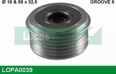 Lucas Engine Drive LOPA0039 - Pulley, alternator, freewheel clutch autospares.lv