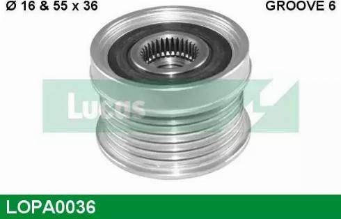 Lucas Engine Drive LOPA0036 - Pulley, alternator, freewheel clutch autospares.lv