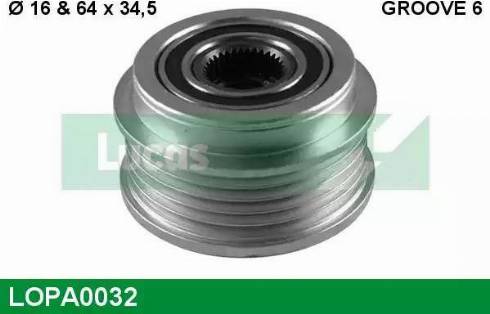 Lucas Engine Drive LOPA0032 - Pulley, alternator, freewheel clutch autospares.lv