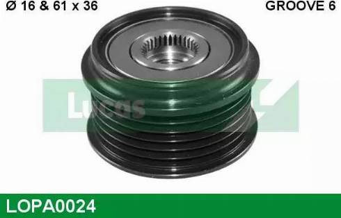 Lucas Engine Drive LOPA0024 - Pulley, alternator, freewheel clutch autospares.lv