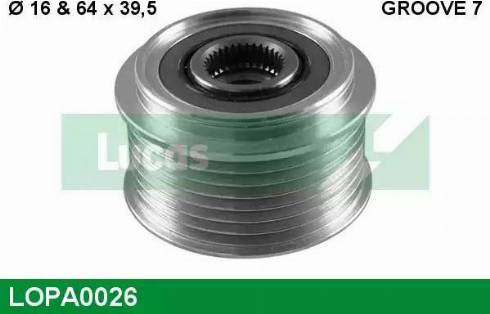 Lucas Engine Drive LOPA0026 - Pulley, alternator, freewheel clutch autospares.lv