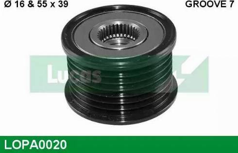 Lucas Engine Drive LOPA0020 - Pulley, alternator, freewheel clutch autospares.lv