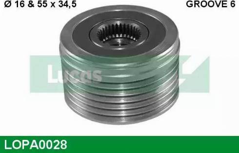 Lucas Engine Drive LOPA0028 - Pulley, alternator, freewheel clutch autospares.lv