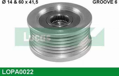 Lucas Engine Drive LOPA0022 - Pulley, alternator, freewheel clutch autospares.lv