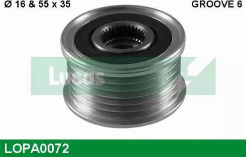 Lucas Engine Drive LOPA0072 - Pulley, alternator, freewheel clutch autospares.lv